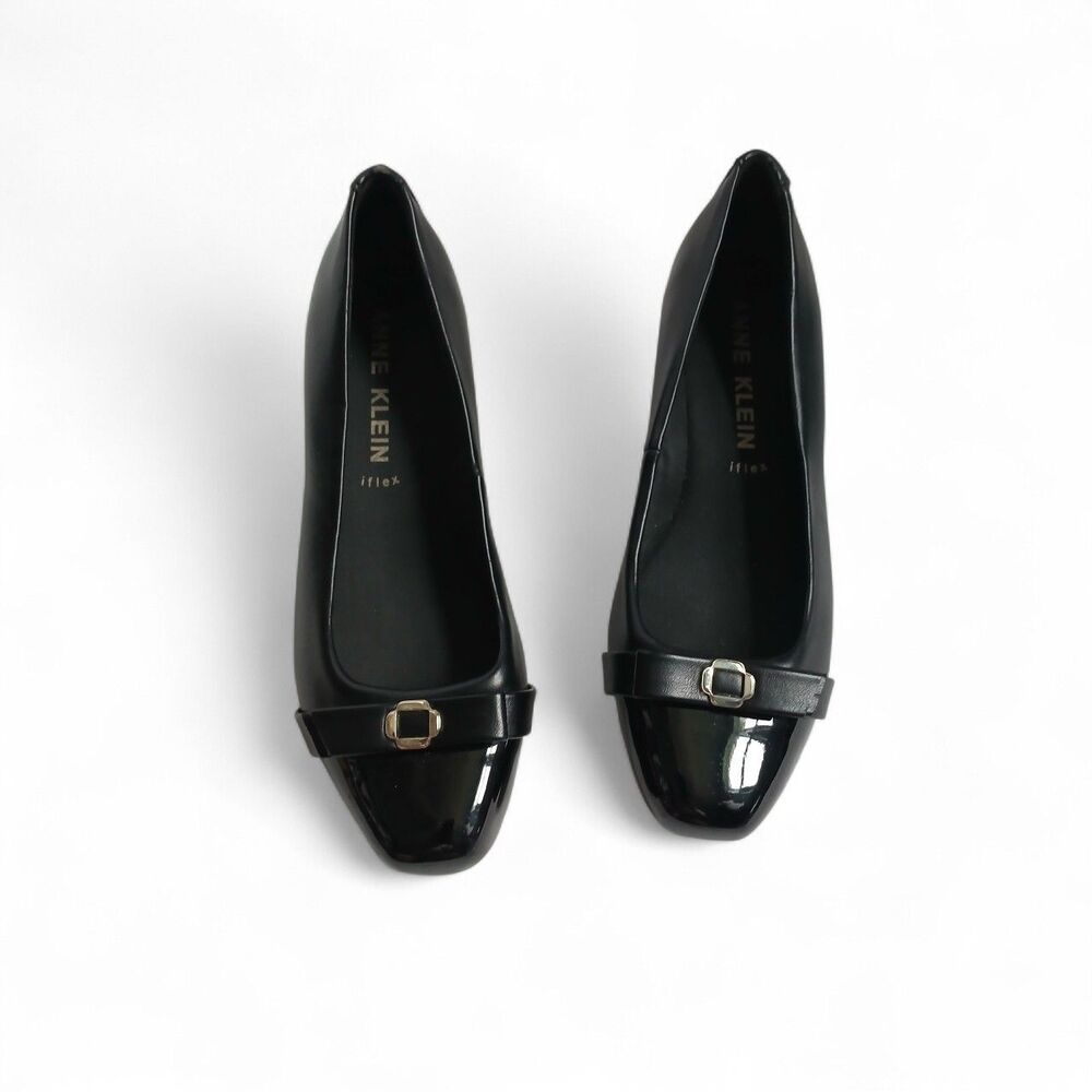 Anne Klein iFlex Black Ballet Flats Buckle Accent Comfort Slip On Women’sShoes6M